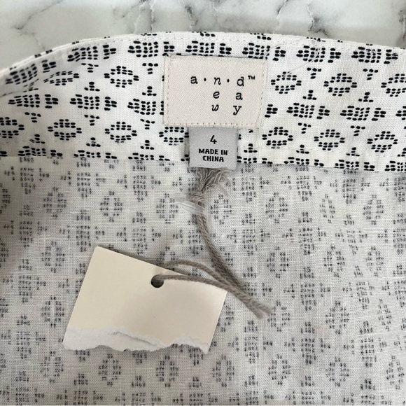 A New Day Linen Geo Print Double Breasted Sleeveless Apron Dress Cream Small - Picture 9 of 10